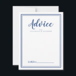 Newlywed Advice Card | Modern Wedding Blue White<br><div class="desc">Simple and elegant wedding newlywed advice card features a minimalist design with a double frame border in trendy classic blue on a crisp white background. Personalise with your names. Space provided for your guest to add their advice, well wishes, and signature. Lettering and script are in blue. The back of...</div>