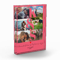 Newlywed Anniversary Couple Photo Collage Pink
