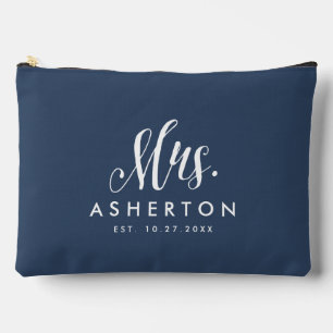 Newlywed bride Mrs personalised navy blue Accessory Pouch