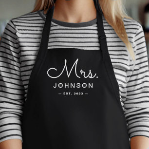 Newlywed Bride Personalised Black Apron