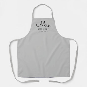 Newlywed Bride Personalized Gray Apron