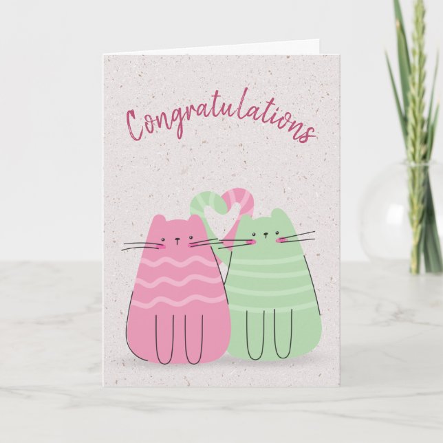 Newlywed Cats Congratulations  Card (Front)