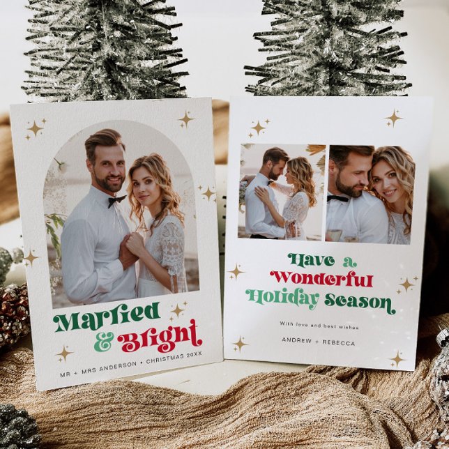 Newlywed Christmas Card Photo Boho Holiday Card (Creator Uploaded)