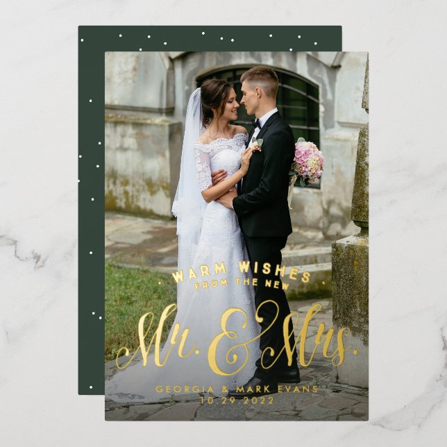 Newlywed Christmas Mr and Mrs 1 photo warm wishes (Front/Back)