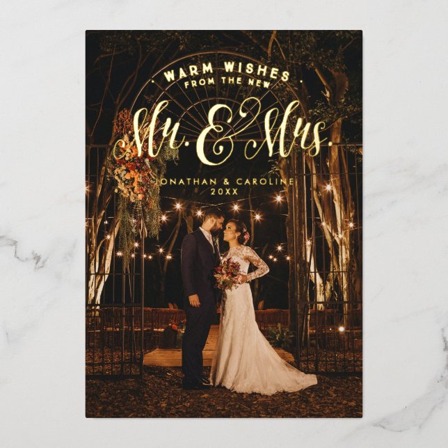 Newlywed Christmas Mr and Mrs 1 photo warm wishes  (Front)