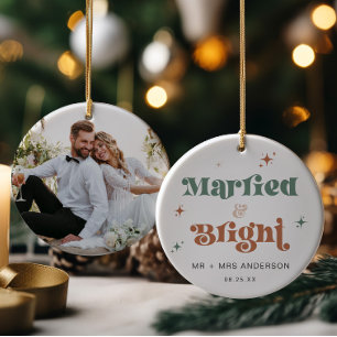 Newlywed Christmas Ornament Photo Married & Bright