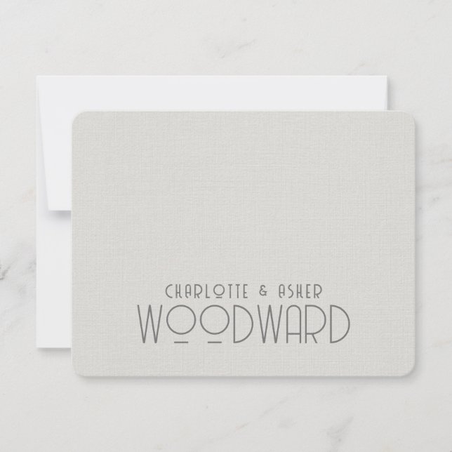 Newlywed Couple Name Monogram Wedding White Grey Card (Front)