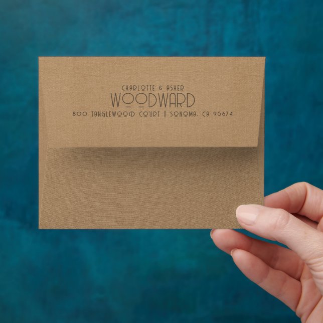 Newlywed Couple Name Wedding Monogram Brown Envelope (Hand)