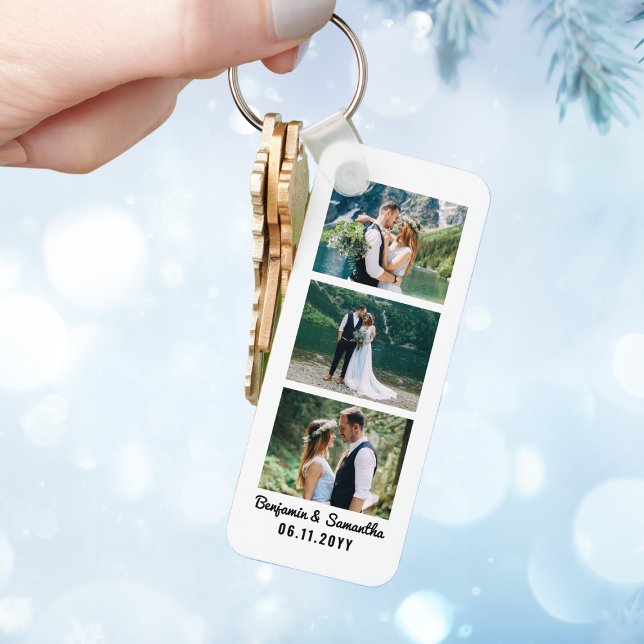 Newlywed Couple Personalised Photo Booth Strip Key Ring (Newlywed Couple Personalized Photo Booth Strip Keychain
)