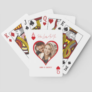Newlywed Couple Photo Ace Hearts Playing Cards