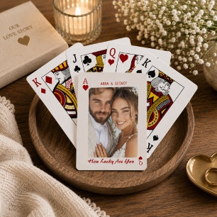 Newlywed Couple Photo Ace Hearts Playing Cards