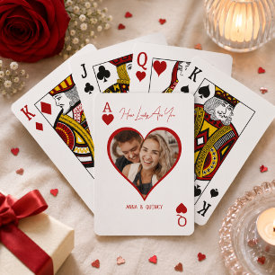 Newlywed Couple Photo Ace Hearts Playing Cards
