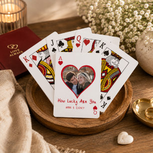 Newlywed Couple Photo Ace Hearts Romance Playing Cards