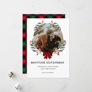Newlywed Couple Photo Married Christmas Holiday Card