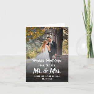 Newlywed Custom Photo Mr And Mrs First Christmas Holiday Card