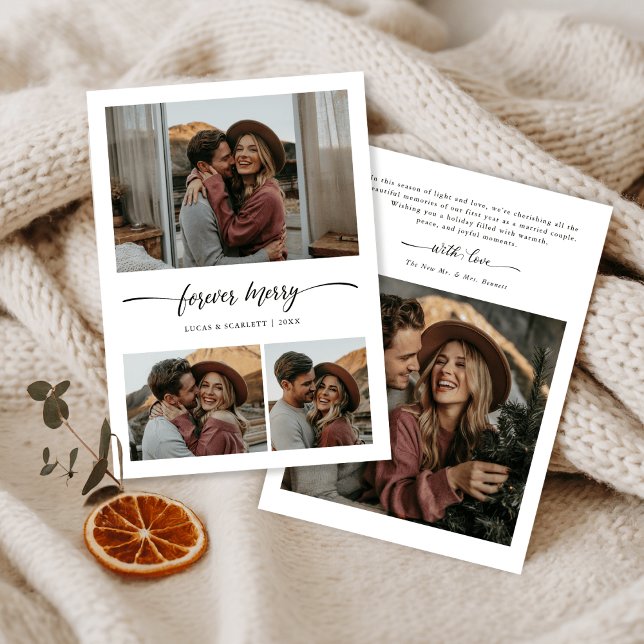 Newlywed First Christmas Forever Merry Photo Holiday Card (Creator Uploaded)
