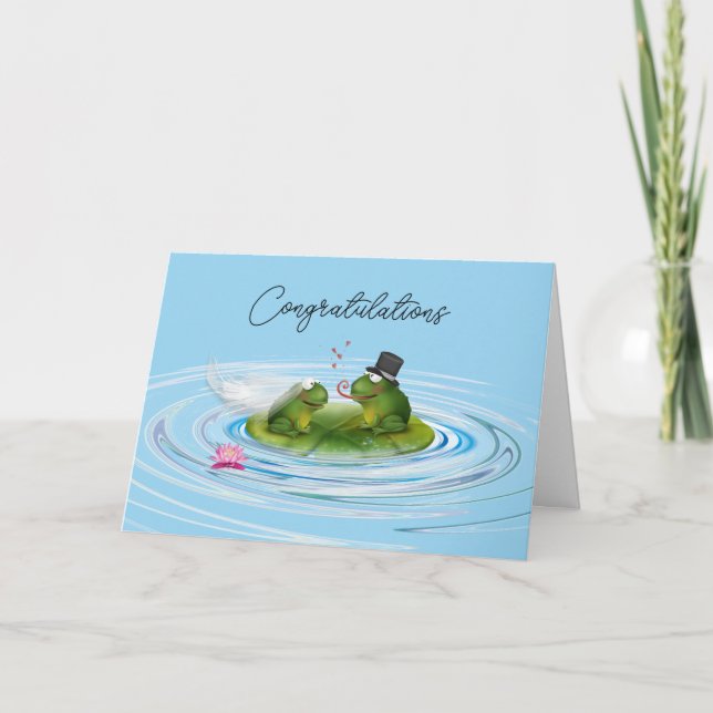 Newlywed Frogs On Lily Pad   Card (Front)
