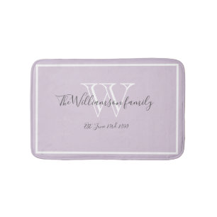 Newlywed Gift Elegant Family Monogram Script Chic  Bath Mat