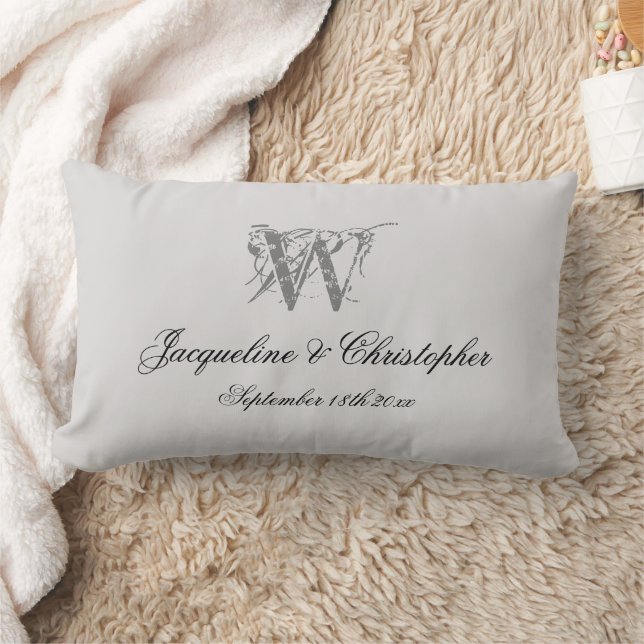Newlywed Gift Monogram Name Chic Script Keepsake  Lumbar Cushion (Blanket)