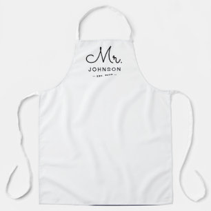 Newlywed Groom Personalized White Apron