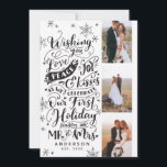Newlywed Holiday Hand-Drawn | Black | 3-Photo<br><div class="desc">Celebrate your first Christmas as a married couple with this stylish holiday wedding card featuring our hand-drawn lettering and snowflakes in black and white. Add an additional photo to the back for you to showcase your favourite photos and room for your own custom sentiment to your nearest and dearest. Perfect...</div>