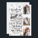 Newlywed Holiday Hand-Drawn | Black | 3-Photo<br><div class="desc">Celebrate your first Christmas as a married couple with this stylish holiday wedding card featuring our hand-drawn lettering and snowflakes in black and white. Add an additional photo to the back for you to showcase your favourite photos and room for your own custom sentiment to your nearest and dearest. Perfect...</div>