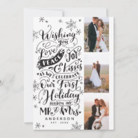 Newlywed Holiday Hand-Drawn | Black | 3-Photo