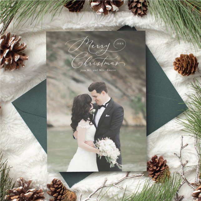 Newlywed Holiday Photo Card Merry Script (Creator Uploaded)