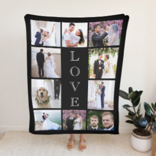 Newlywed Love 10 Photo Collage Wedding Sherpa Blanket