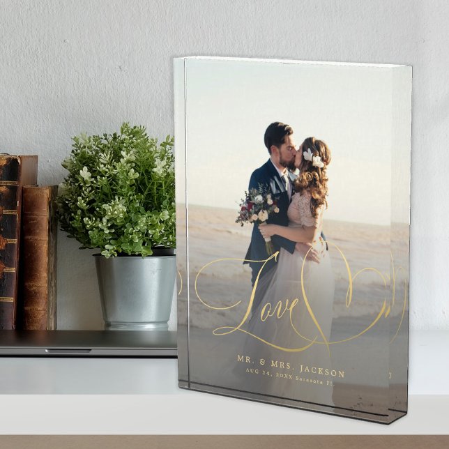Newlywed love gold script wedding photo custom (Creator Uploaded)