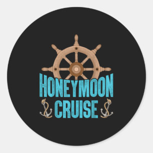 Newlywed Loving Couple Matching Honeymoon Cruise  Classic Round Sticker