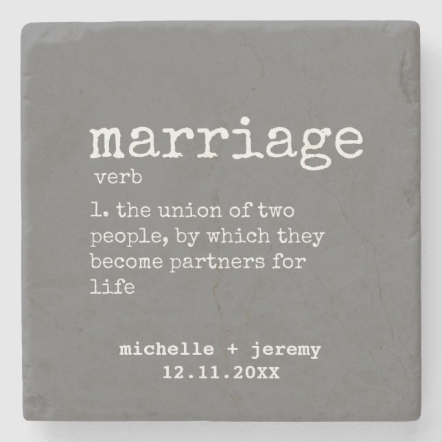 Newlywed Marriage Customised Wedding Gift Stone Coaster (Front)