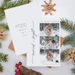 Newlywed Married and Bright First Christmas Photo Holiday Card