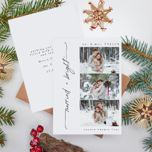 Newlywed Married and Bright First Christmas Photo  Holiday Card