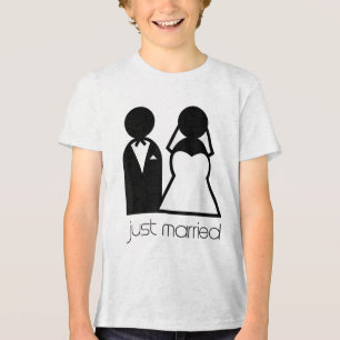 Newlywed, Matching Bride And Groom Just Married . Tri-Blend Shirt