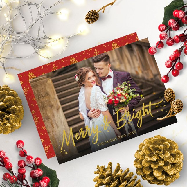 Newlywed Merry And Bright Photo Christmas Holiday Invitation (Creator Uploaded)