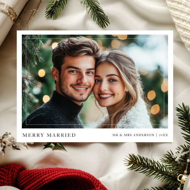 Newlywed Merry Married Christmas Photo Holiday Card (Creator Uploaded)