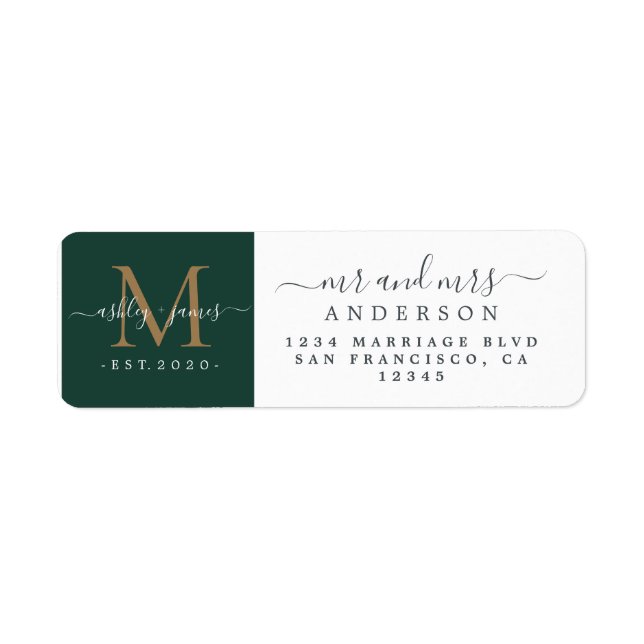 Newlywed Monogram Mr Mrs Return Address  (Front)