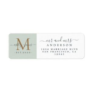 Newlywed Monogram Mr Mrs Return Address