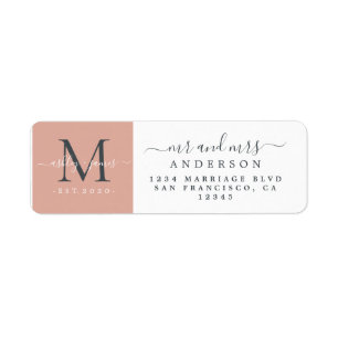 Newlywed Monogram Mr Mrs Return Address 