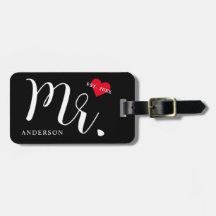 Newlywed Mr. Black And White Luggage Tag