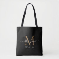 Newlywed Mr Mrs Monogram Names Year Gold Black