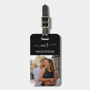 Newlywed Mr. with Script and Photo for Honeymoon Luggage Tag