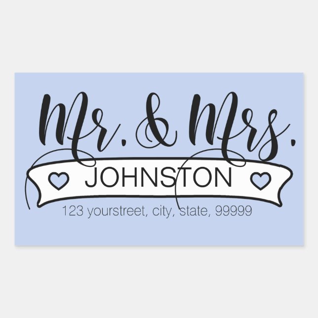 Newlywed Name White Banner Rectangular Sticker (Front)