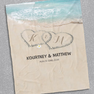 Newlywed Ocean-Themed Personalised Fleece Blanket