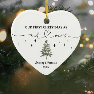 Newlywed Our First Christmas as Mr. & Mrs. Ceramic Tree Decoration
