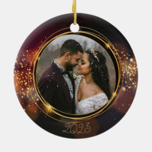 Newlywed Personalized Christmas Photo Ceramic Tree Decoration