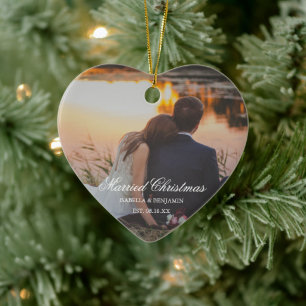 Newlywed Photo Elegant Christmas Ceramic Tree Decoration