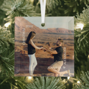 Newlywed Photo Glass Tree Decoration