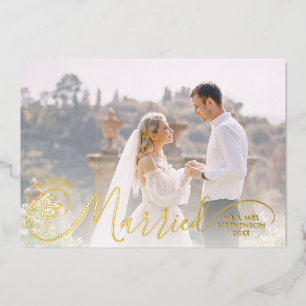 Newlywed Photo Merry and Married Your Greeting